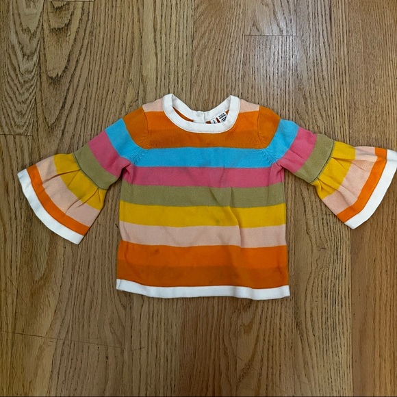 Janie & Jack Rainbow Stripe Bell Sleeve Sweater - Picture 1 of 3
